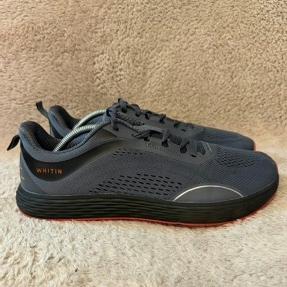 WHITIN Mens Barefoot Running Shoes Grey Black Orange Wide Toe Box Size 11.5